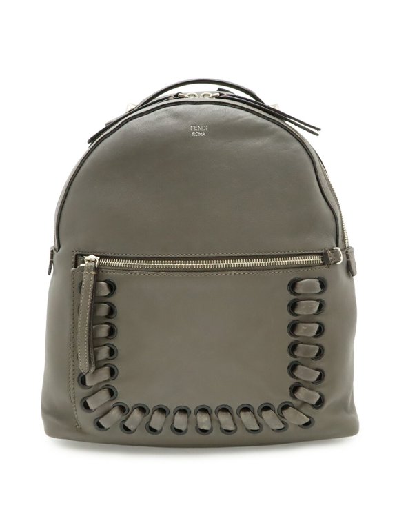 Pre-Owned FENDI By The Way Backpack, Rucksack, Studded Leather, Greige (8BZ035)