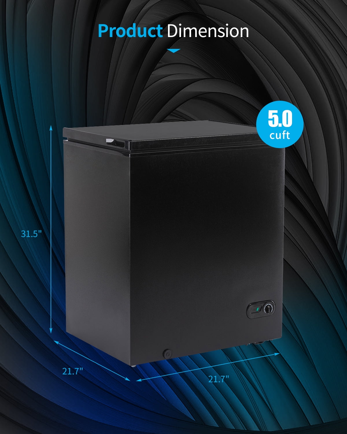 TABU 5.0 Cu ft Chest Freezer,Deep Freezer with Top Open Door and Removable Storage Basket,Black