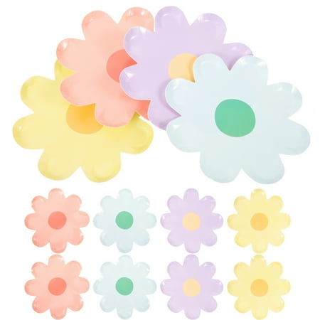 

Flower Plate Disposable Plates Paper Dish Child 40 Pcs Decorate Little Daisy Cake Pan Utensils Dinnerware