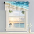thumbnail image 2 of Kitchen Valances for Window, Blue Oceans Waves Light Filtering Rod Pocket Valance Curtain, Summer Brown Sandy Beaches Short Curtains Window Topper for Bedroom Bathroom Living Room 54x18in, 2 of 9
