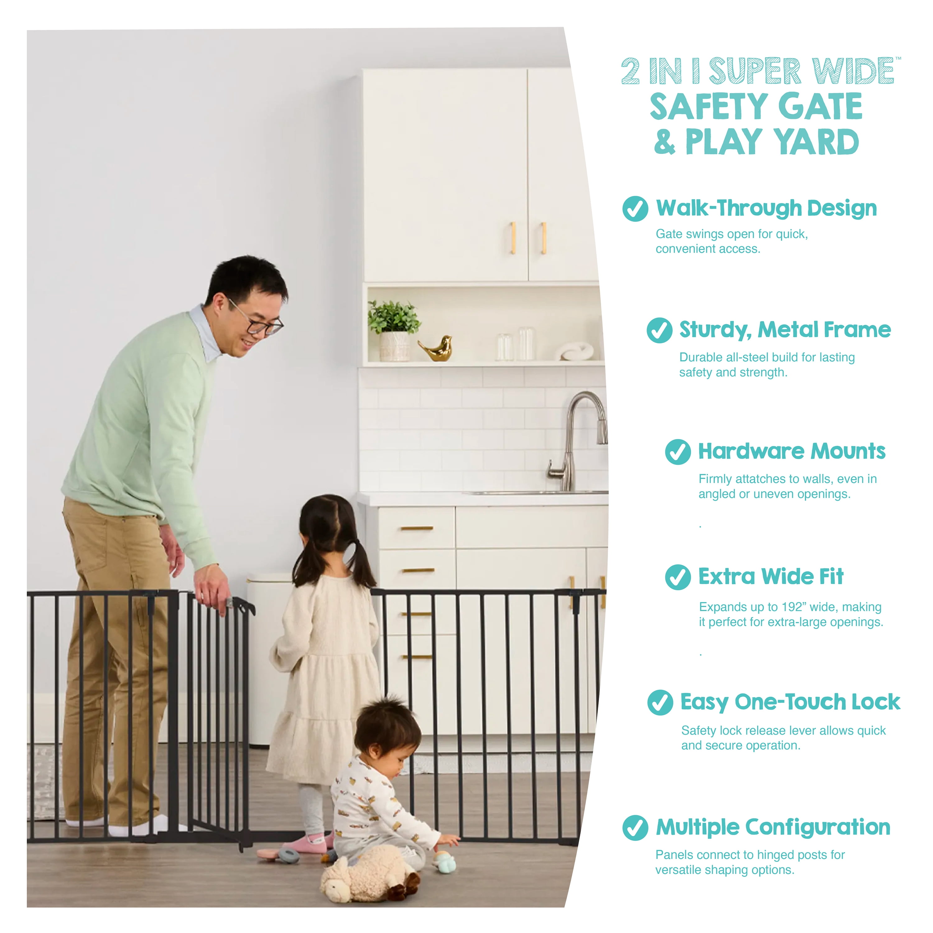 Regalo 194 Inch Super Wide Baby Gate and Play Yard with 8 Panels