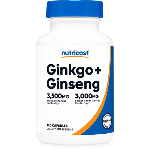 Nutricost Ginkgo   Ginseng Supplement 120 Capsules for 60 Servings Per Bottle - Gluten-Free, GMO-Free