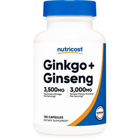 Nutricost Ginkgo + Ginseng Supplement 120 Capsules for 60 Servings Per Bottle - Gluten-Free, GMO-Free