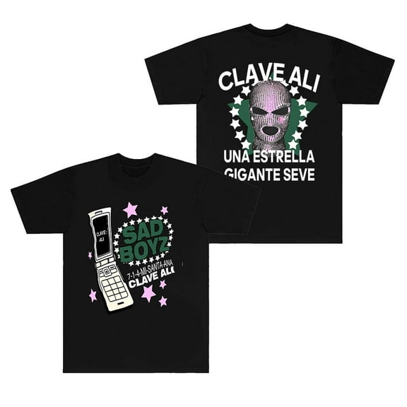 Junior H Clave Ali Tee Sad Boyz Tour Merch Women Men Fashion Casual Short Sleeve T-shirts Top