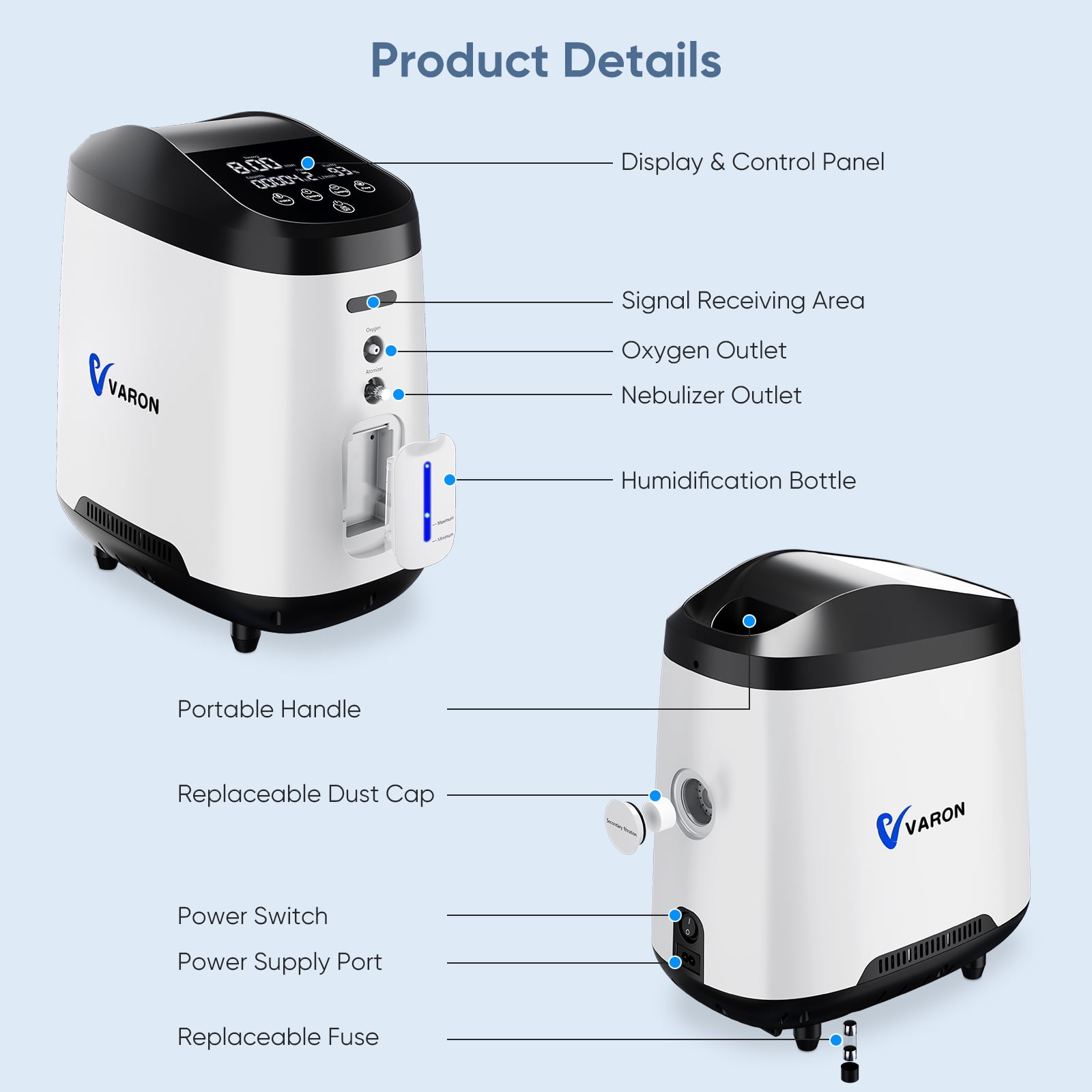 Nantfun Upgraded /&L Continuous Tube Machine 93% Out Portable OXYO2 Concentrator for Home Use D65