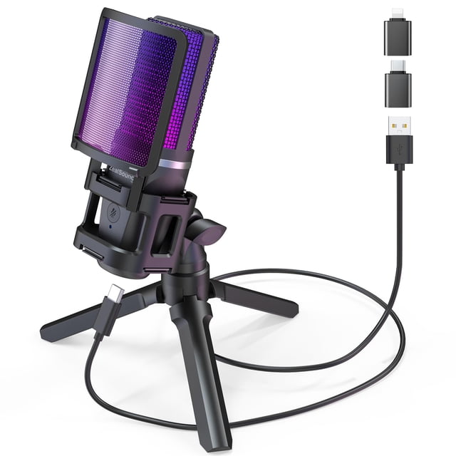 Micrófono USB para juegos ZealSound A68 Pro con soporte para trípode