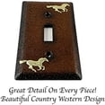 thumbnail image 3 of Urbalabs Western Cowboy Horse Rustic Metal Textured Rust Decorative Light Switch Outlet Wall Plate Covers Country Home Rustic Light Switch Covers Single Double 2 Gang Switch Plates (Single Switch), 3 of 7
