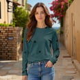 thumbnail image 4 of Women's Star Print Round Neck Long Sleeve Sweatshirt, Loose Fit Casual Pullover Top with Five-Point Star Pattern for Daily Wear, Street Fashion and All Season Comfort Light Green XXXL, 4 of 9
