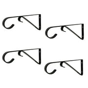 Tetra-Teknica YH09-01 9-Inch Wall Mounted Iron Bracket Hooks for Planters, Lanterns, Birdfeeders and More, Powder Coated Matte Finish, Color Black, Pack of 4