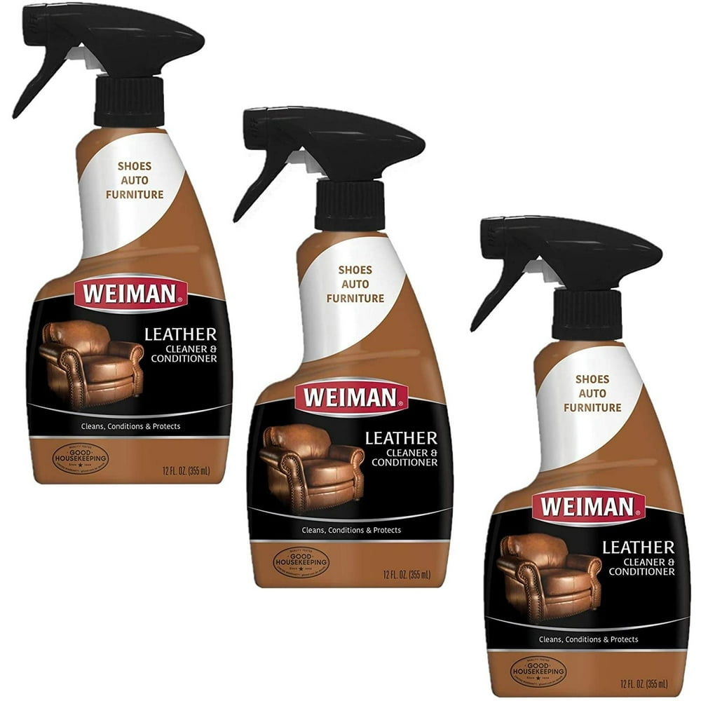 Weiman Leather Cleaner and Conditioner 12 Ounce 3 Pack UV