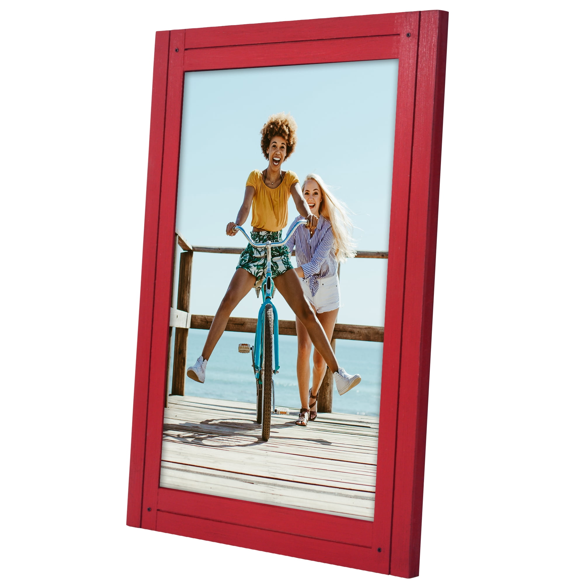 Americanflat 12x18 Poster Frame with Polished Plexiglass Hampton Collection Distressed Frames Wall - Red