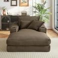 thumbnail image 4 of Muumblus Indoor Chaise Lounge with Cup Holders, No Assembly Required, Oversized Upholstered Lounge Chair Sofa Bed for Living Room, Bedroom, Apt., Brown Corduroy, 4 of 13