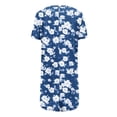thumbnail image 5 of Womens Tops Plus Size Short Sleeved V-Neck Floral Print Double Pocket Pullover T-shirt #Blue XL, 5 of 6