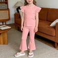 thumbnail image 2 of biudgviw Toddler Girl Clothes Kids Ruffle Sleeveless Crewneck Tops with Flare Pants Matching Set Cute Two Piece Sets 2-10 Years, 2 of 5