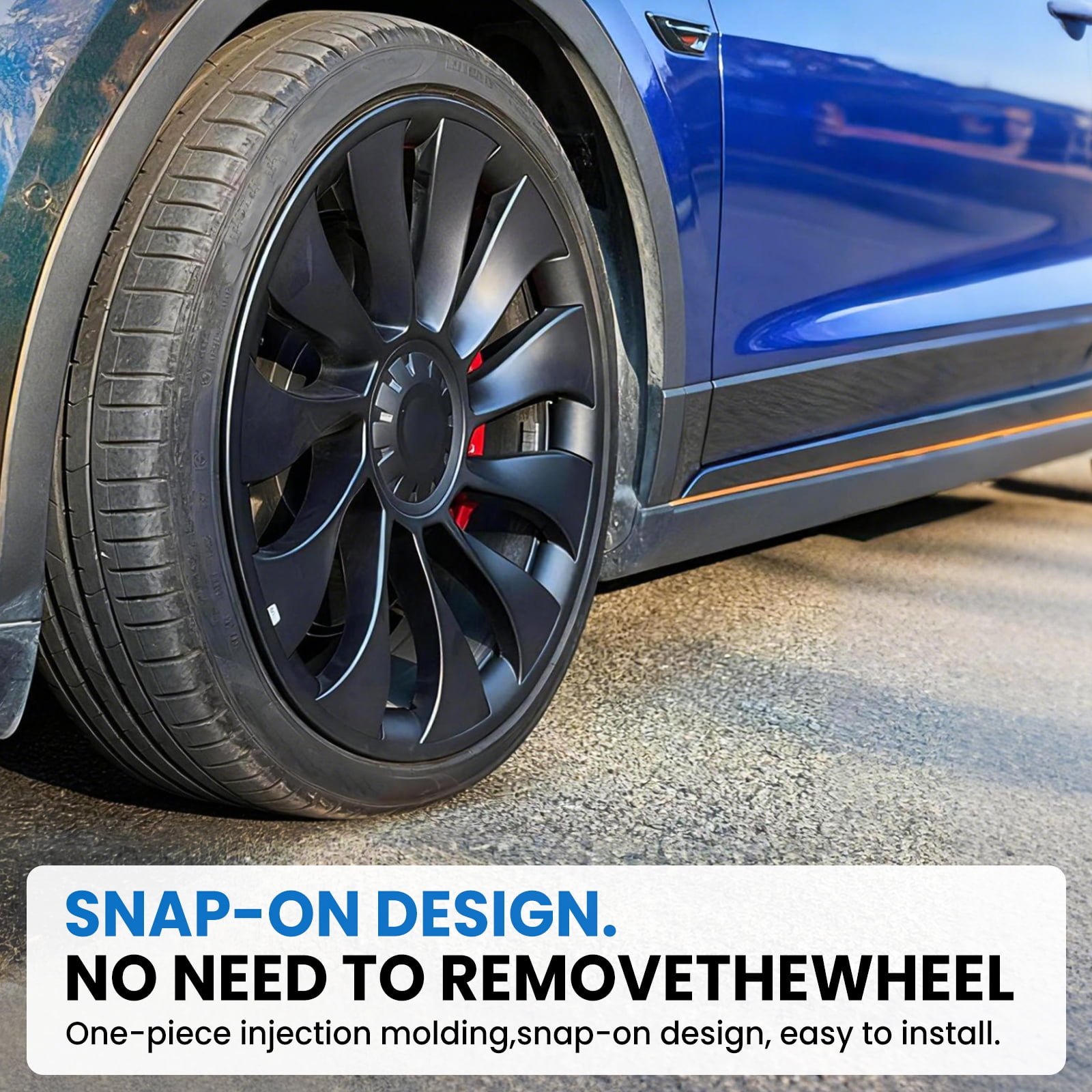 WheelX 4Pcs Wheel Rim Protector for Tesla Model Y Juniper 2025 2026 20” Helix Wheels, 4PCS ABS Anti-Curb Scratch Guard, Matte Black Rim Edge Trim, No-Drill Snap-On Installation