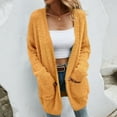 thumbnail image 2 of Virmaxy Women's Fuzzy Fleece Open Front Long Cardigan Sweater Solid Shawl Neck Long Sleeve Coat with Pocket Trendy Faux Fur Fall Winter Winter Plush Outwear Sweater Yellow XS, 2 of 8