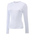 thumbnail image 2 of Womens Shirts Long Sleeve Crew Neck Ruched Stretch Basic Fitted Tee Shirts Tops, 2 of 5