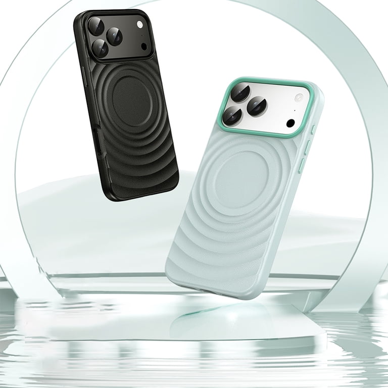Case for iPhone 17 Pro Max, Water Ripple Design PU Leather + PC