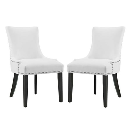 Modway Marquis 20.5 Solid Rubberwood and Vinyl Dining Chair in White (Set of 2)