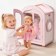 thumbnail image 4 of ROBUD Wooden Doll Furniture,Doll Wardrobe Closet for 18 Inch Dolls with Mirror, 3 Hangers, Pink Ballet Style Baby Doll Furniture, Doll Pack and Play Gift for Boys & Girls 3+ Years, 4 of 6