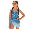 thumbnail image 2 of SEANATIVE Girls One-Piece Swimsuits with Mesh Cover-up Skirt One-Piece Bathing Suits Back Cutout Stylish Swimwear for Kids Teenagers, Size 7-8, Blue Gradient Mermaid Scale Print, 2 of 7