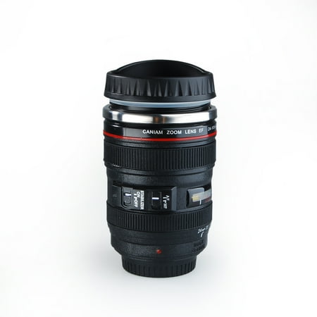 Lense Coffee Cup Coffee Mug / Cup / Thermos Lenscup / Lens Cup Stainless Steel Insulated Tumbler (Modeling 1:1 Canon EF 24-105mm f/4L IS USM Lens Cup 11 Ounce, Black) ()