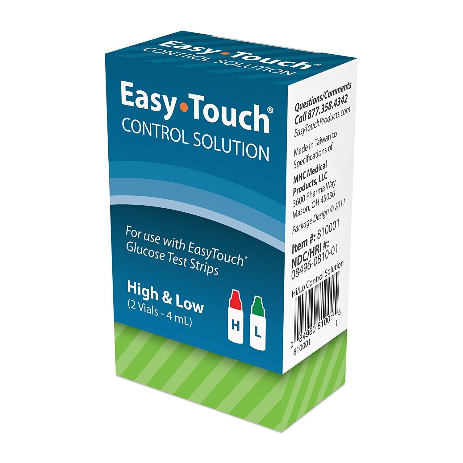 Easy Touch High & Low Control Solution Diabetes Monitoring Kit 2 vials, 4 ml