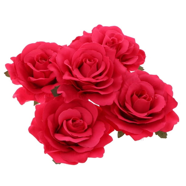 5 Pedazos Cabeza de Flor de Simulación Arte de Bricolaje para Tarjeta de Invitación / Álbum de fotografía rojo Macarena Cabezas artificiales de Rose