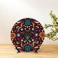 thumbnail image 6 of Picia Colorful Mexican2 Pattern Bone China Decorative Plate – Wall Decor with Stand and Adhesive, Elegant Ornament for Living Room, Office, or Entryway-7in, 6 of 6