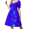 thumbnail image 1 of Vestido de manga corta con diseño azul cielo y mariposas vestidos de manga larga para mujer, 1 of 6