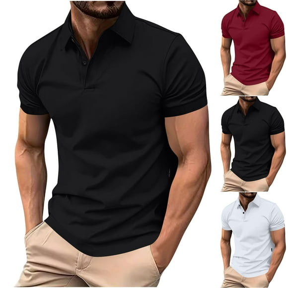 HVOBTTY Chandail pour Hommes d'Été Doux Polyvalent Décontracté Mode Couleur Unie à Col Manches Courtes Ample Respirant Couche de Base Quotidienne Hauts Noir, G