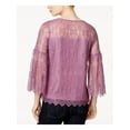 thumbnail image 2 of KENSIE Womens Purple Lace Lantern-sleeve Scoop Neck Casual Top L, 2 of 2