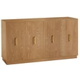 thumbnail image 4 of May in Color 60" Large Buffet Cabinet with Storage, Wood Fluted Sideboard with Doors and Adjustable Shelves, for Kitchen, Dining Room, Living Room, Oak, 4 of 8