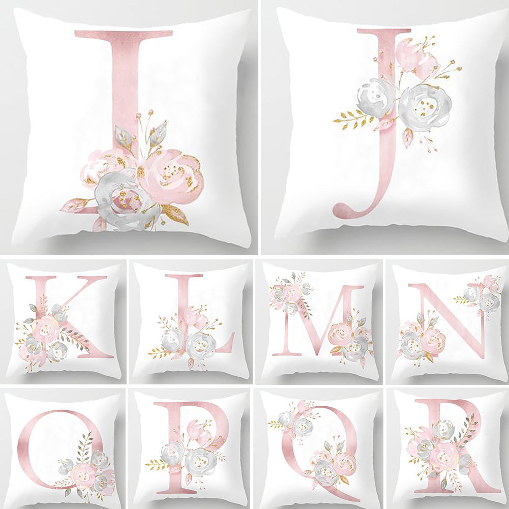 Linen Alphabet Letters Print Pillow Case Waist Cushion Cover Standard