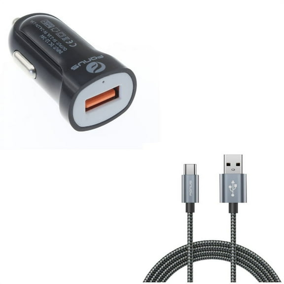 Type-C 10ft USB Cable w 18W Car Charger for Samsung Galaxy A72 5G/A52 5G/A42 5G/A32 5G/A12 5G - Charger Cord Power Wire, Fast USB Port R5G Compatible With Galaxy A72 5G/A52 5G/A42 5G/A32 5G/A12 5G