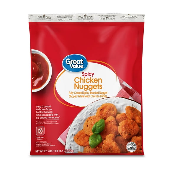 Great Value Fully Cooked Spicy Chicken Nuggets, 27.5 oz (Frozen)