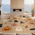 thumbnail image 2 of Design&I 2'x3' Washable Accent Rug Pet Friendly & Non-Slip Built-In Grip Beige Orange Halloween Themed Festive Design Featuring Ghosts, Pumpkins, Cats, for Kitchen, Station, 2 of 6