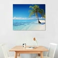 thumbnail image 2 of JEUXUS Large Canvas Wall Art Summer Ocean Waves Prints Coconut Trees on Sands Beach Seascape Painting Sea Nature Pictures Framed for Living Room Home Office Wall Decor Artwork 20x16 inch, 2 of 4