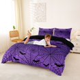 thumbnail image 3 of Homewish Halloween Spider Web Bedding,Gothic Bat Pattern Duvet Cover Full,Lavender Black,Black Reversible,3-Piece,1 Duvet Cover and 2 Pillowcases, 3 of 6