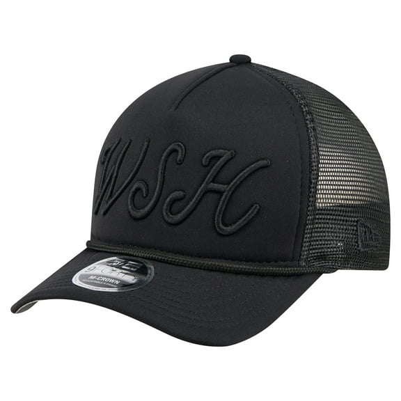 Men's New Era Black Washington Nationals City Initial 9FORTY A-Frame M-Crown Adjustable Trucker Hat