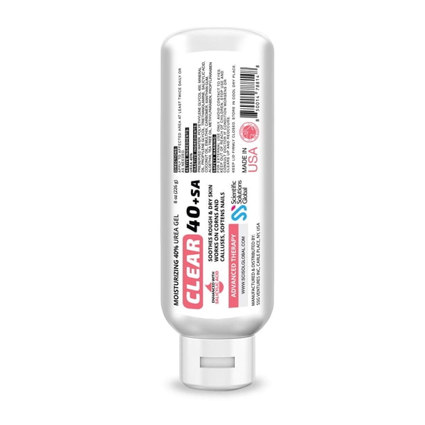 La crema de ácido salicílico con urea CLEAR 40% +2% suaviza la piel agrietada