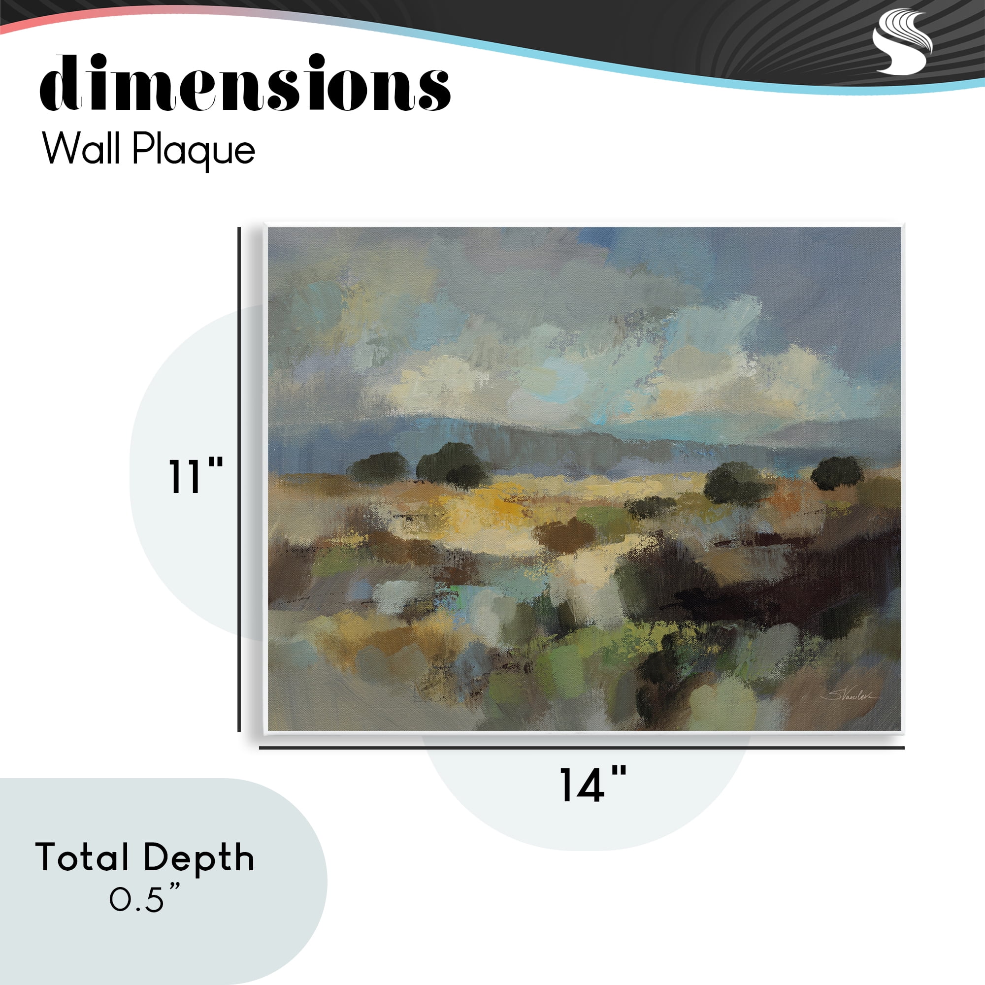 Stupell Industries Muted Blue Landscape with Clouds Wall Plaque Art, design by Silvia Vassileva