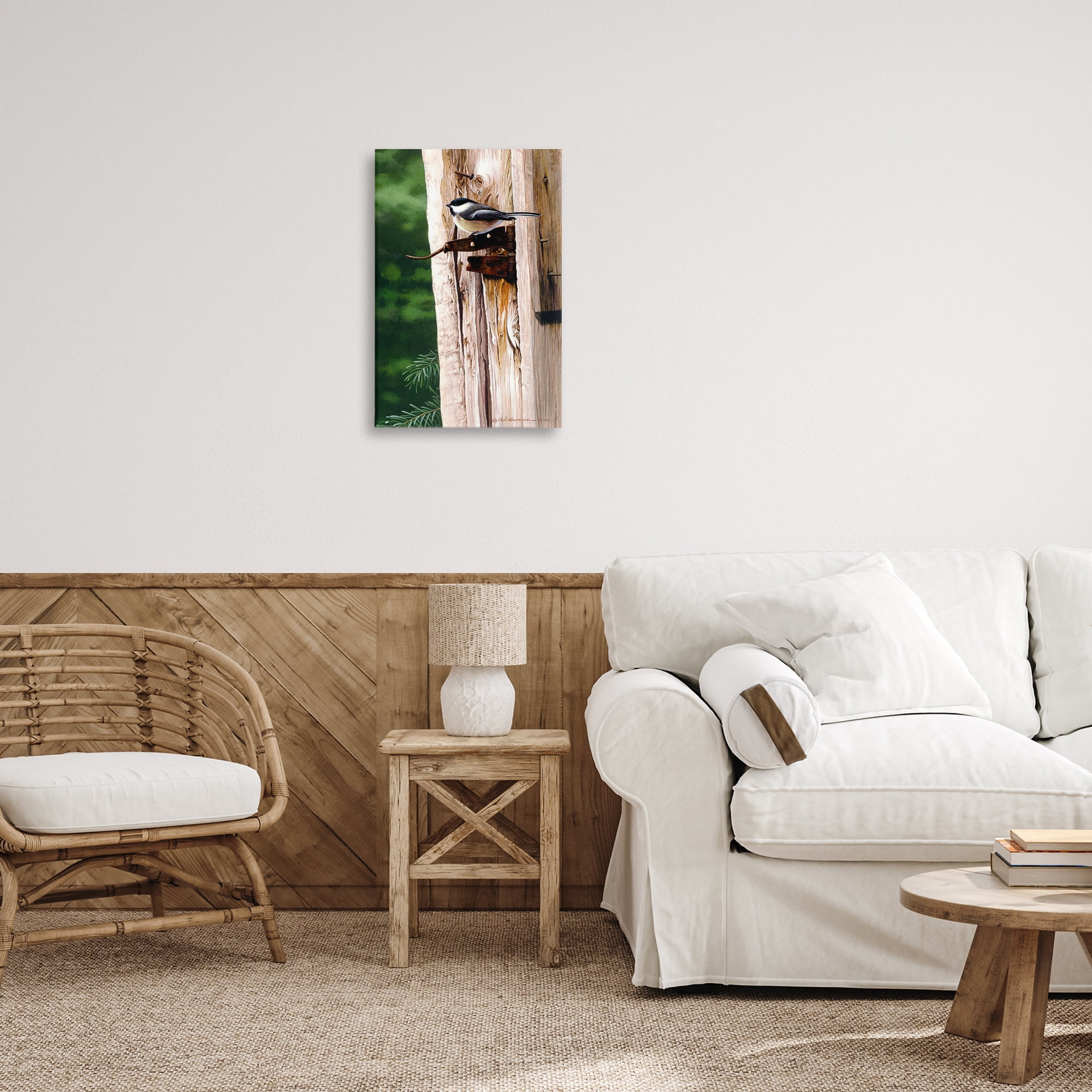 Stupell Industries Bird on Rusty Perch Animals Painting Wrapped Canvas Art Print Wall Art, 16 x 24