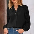 thumbnail image 2 of WMTBSRSW Womens Long Sleeve Shirts Trendy Lace Patchwork Dressy Blouse Lightwieght Work Casual Tops Black XX-Large, 2 of 9