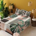 thumbnail image 2 of Ambesonne Monstera Fitted & Top Sheet Set with Shams, Mid Century Boho Shapes, Evergreen Pale Rust Brown, 2 of 5
