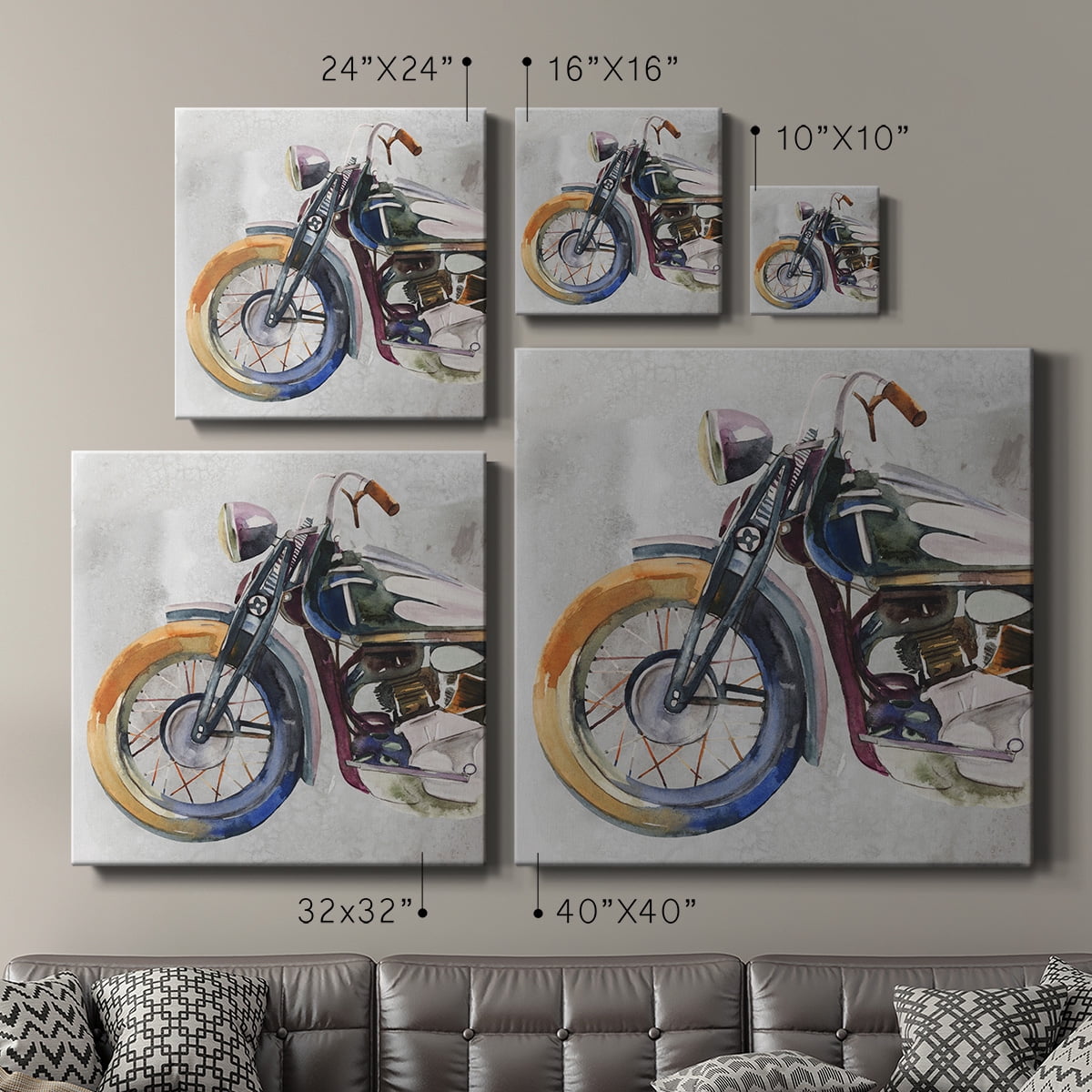 Wexford Home Moto Metal I-Premium Gallery Wrapped Canvas, 24" x 24" - Ready to Hang