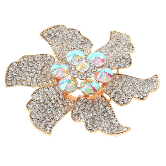 Large Crystal Flower Brooch