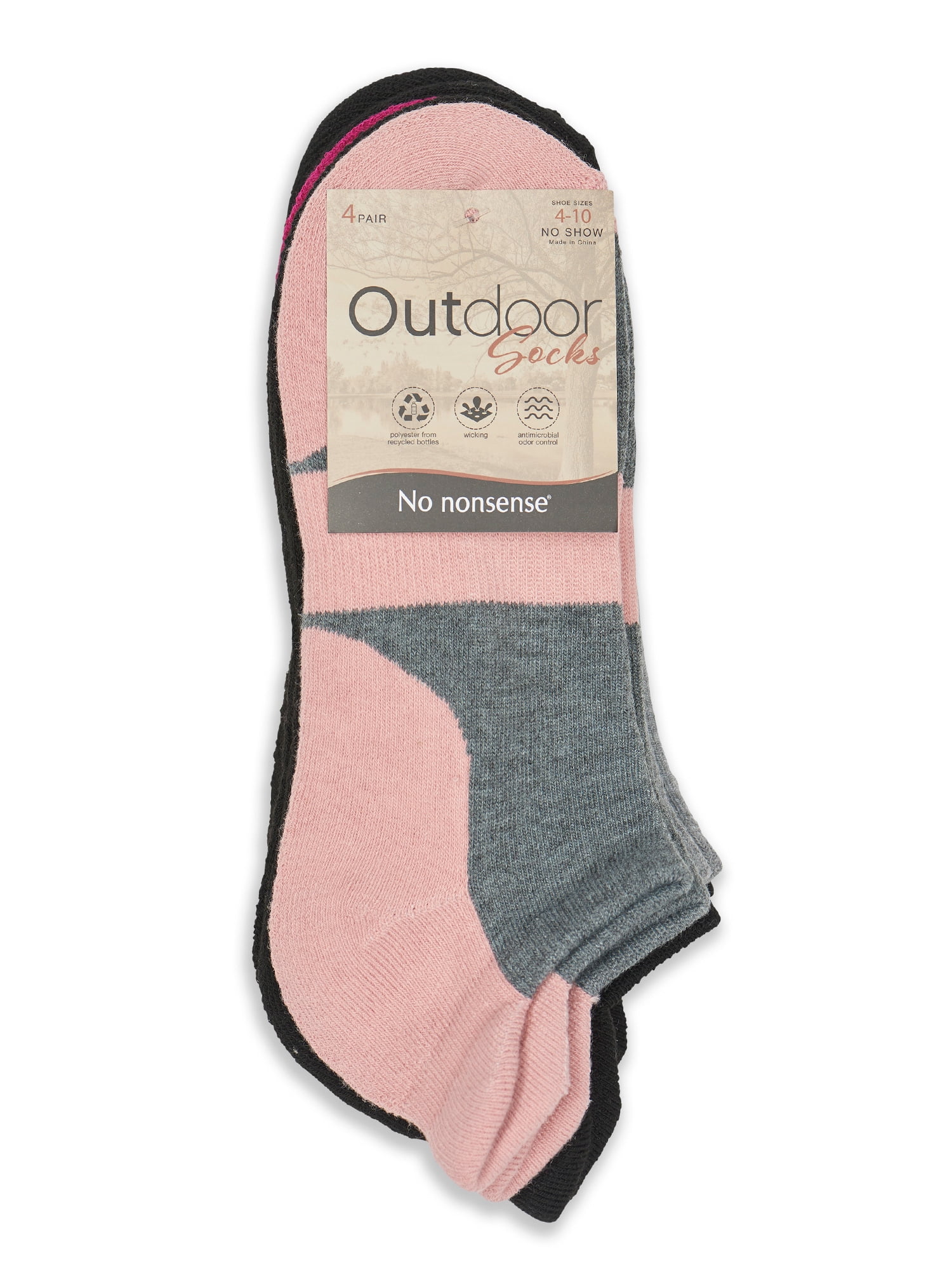 No Nonsense Women's Casual Recycled Polyester Adventure Socks, Peach (3)