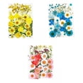 thumbnail image 1 of Kit de 3 bolsas de flores prensadas secas reales para manualidades, resina epoxi y joyería amarillo azul rosa, 1 of 2