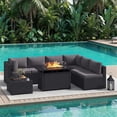 thumbnail image 5 of Dateyes 8-Piece Patio Furniture Set with Fire Pit, All-Weather Wicker Rattan Outdoor Sectional Sofa Set with Coffee Table (Dark Gray), 5 of 9
